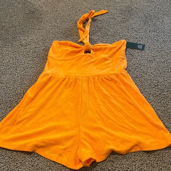 NWT Wild Fable Orange Terry Cloth Romper Size Small - Picture 1 of 6